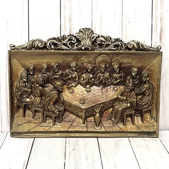 Other - Vintage The Last Supper Ornate Wall Plaque High Relief / 3D Plaster and Resin